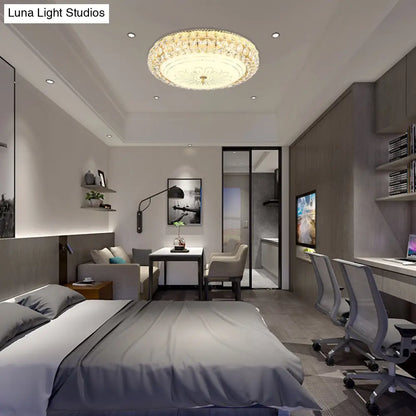 Lámpara de techo LED contemporánea DecorBites™ con cristal esmerilado y cristal K9 dorado - 30,5 cm/40,6 cm de ancho