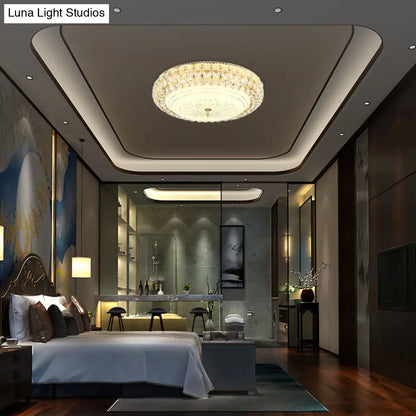 Lámpara de techo LED contemporánea DecorBites™ con cristal esmerilado y cristal K9 dorado - 30,5 cm/40,6 cm de ancho