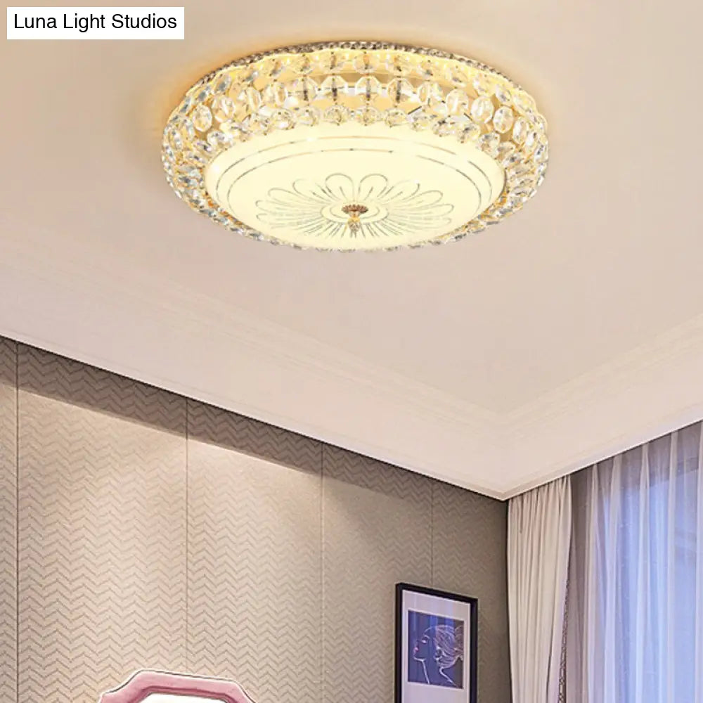 Lámpara de techo LED contemporánea DecorBites™ con cristal esmerilado y cristal K9 dorado - 30,5 cm/40,6 cm de ancho