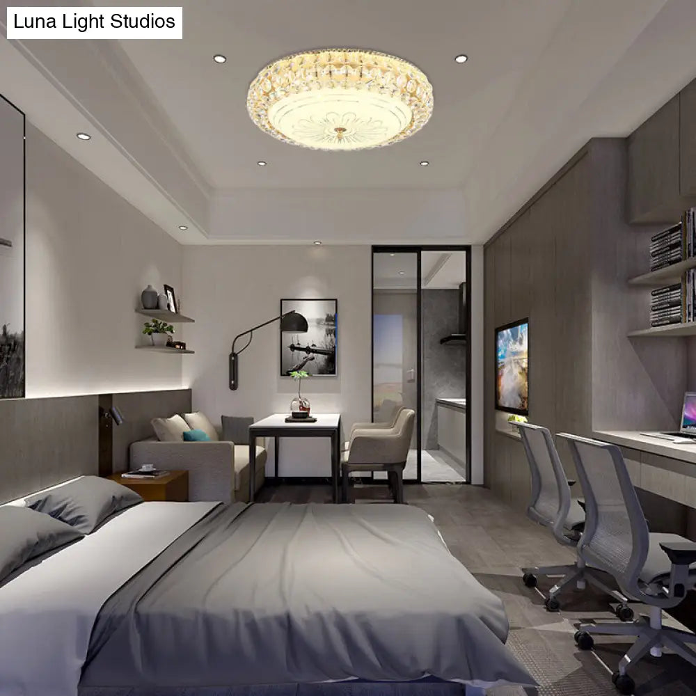 Lámpara de techo LED contemporánea DecorBites™ con cristal esmerilado y cristal K9 dorado - 30,5 cm/40,6 cm de ancho