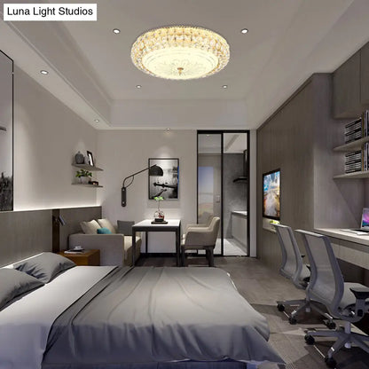 Lámpara de techo LED contemporánea DecorBites™ con cristal esmerilado y cristal K9 dorado - 30,5 cm/40,6 cm de ancho