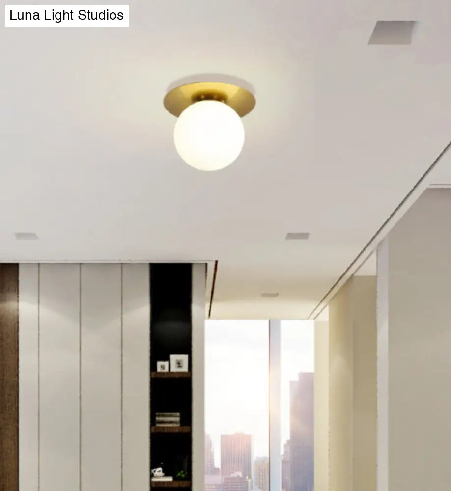 DecorBites™ DecorBites™ Contemporary Frosted Glass Sphere Semi Flush Chandelier: Stylish Ceiling Mount Light for Hallways