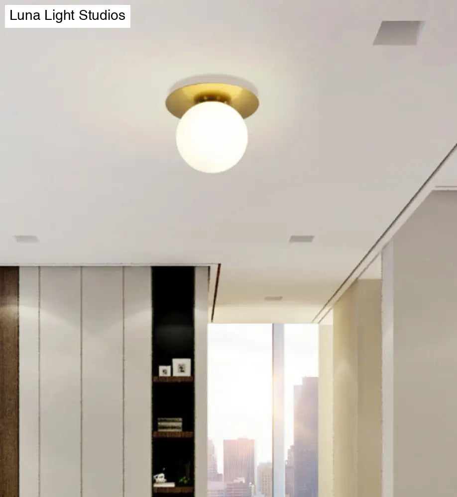 DecorBites™ DecorBites™ Contemporary Frosted Glass Sphere Semi Flush Chandelier: Stylish Ceiling Mount Light for Hallways