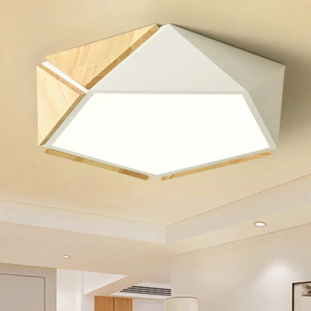DecorBites™ DecorBites™ Contemporary Geometric Flush Mount LED Lamp: White/Black Ceiling Light for Living Room (Warm/White) - 16.5"/20.5" Wide