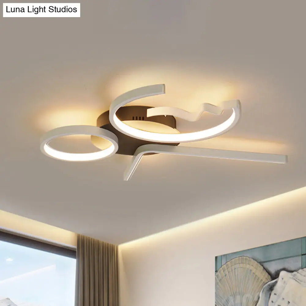 DecorBites™ DecorBites™ Contemporary Geometric Flush Mount Lighting - Acrylic, 3/4 Lights, Black/White, Warm/White Light