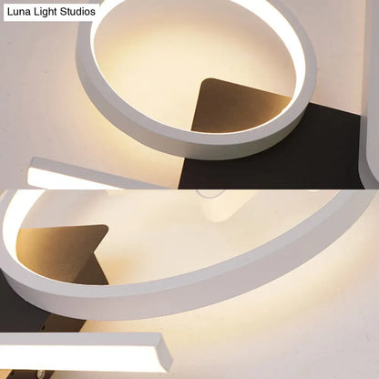 DecorBites™ DecorBites™ Contemporary Geometric Flush Mount Lighting - Acrylic, 3/4 Lights, Black/White, Warm/White Light