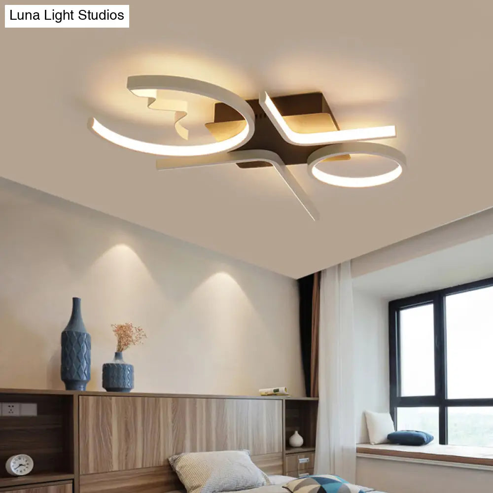 DecorBites™ DecorBites™ Contemporary Geometric Flush Mount Lighting - Acrylic, 3/4 Lights, Black/White, Warm/White Light