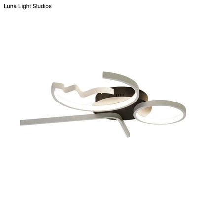 DecorBites™ DecorBites™ Contemporary Geometric Flush Mount Lighting - Acrylic, 3/4 Lights, Black/White, Warm/White Light