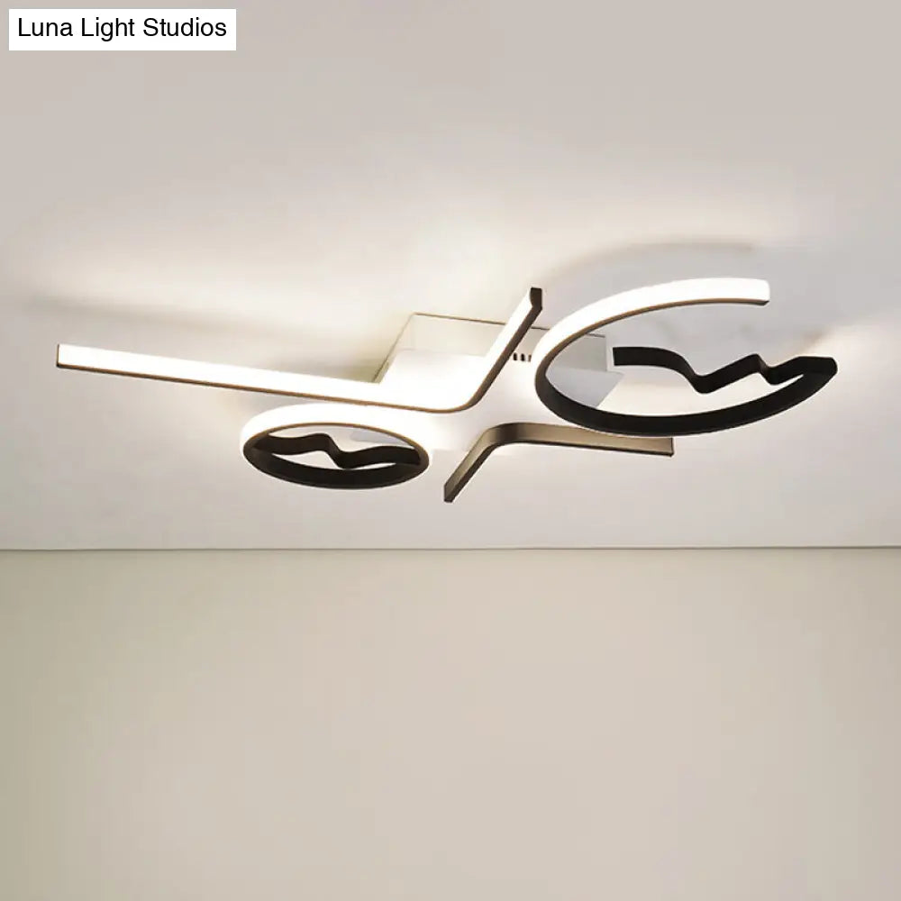 DecorBites™ DecorBites™ Contemporary Geometric Flush Mount Lighting - Acrylic, 3/4 Lights, Black/White, Warm/White Light