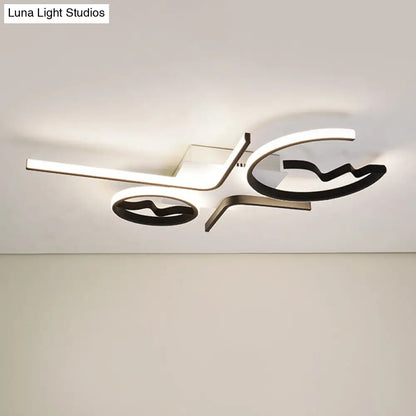 DecorBites™ DecorBites™ Contemporary Geometric Flush Mount Lighting - Acrylic, 3/4 Lights, Black/White, Warm/White Light