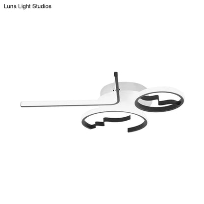 DecorBites™ DecorBites™ Contemporary Geometric Flush Mount Lighting - Acrylic, 3/4 Lights, Black/White, Warm/White Light