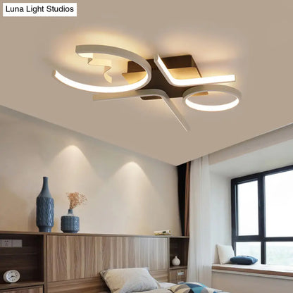 DecorBites™ DecorBites™ Contemporary Geometric Flush Mount Lighting - Acrylic, 3/4 Lights, Black/White, Warm/White Light