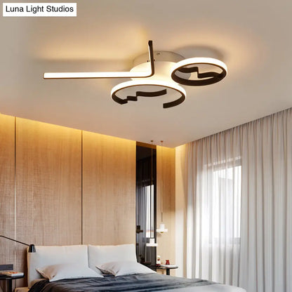 DecorBites™ DecorBites™ Contemporary Geometric Flush Mount Lighting - Acrylic, 3/4 Lights, Black/White, Warm/White Light