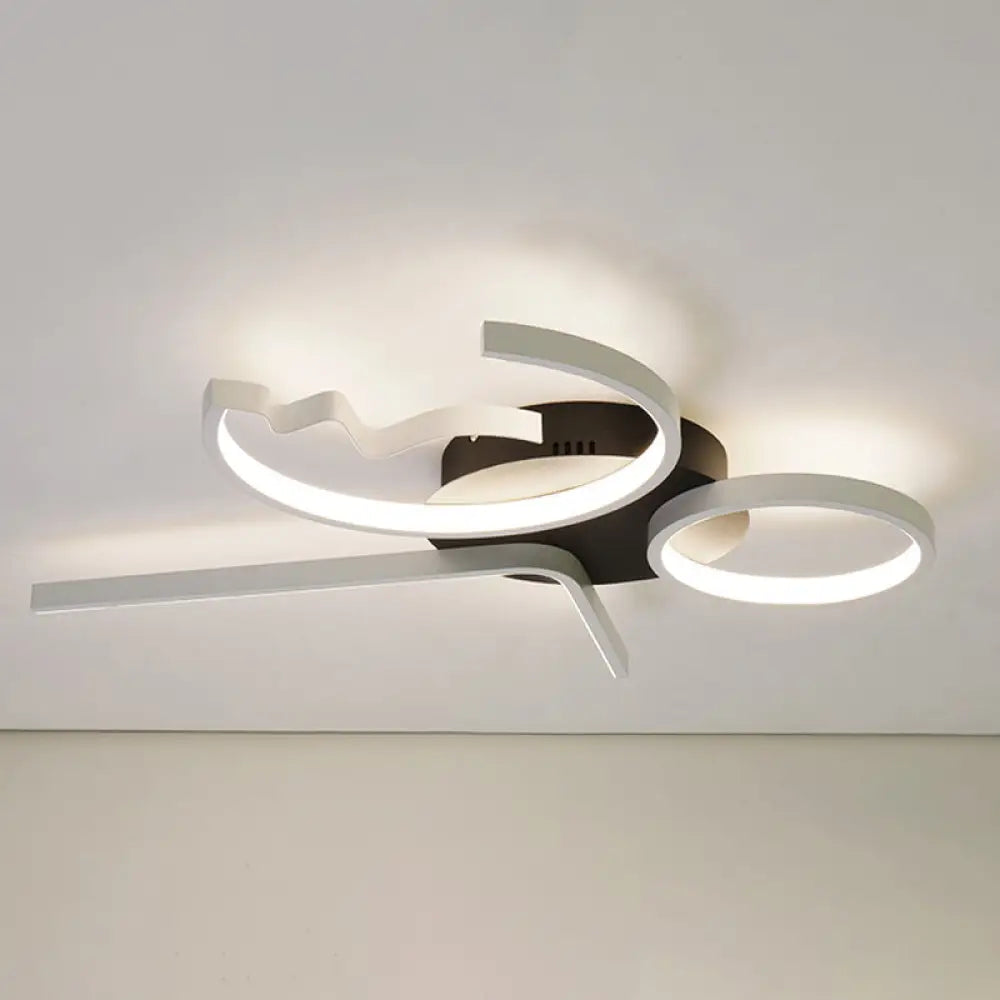 DecorBites™ DecorBites™ Contemporary Geometric Flush Mount Lighting - Acrylic, 3/4 Lights, Black/White, Warm/White Light