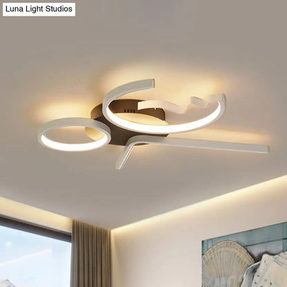 DecorBites™ DecorBites™ Contemporary Geometric Flush Mount Lighting - Acrylic, 3/4 Lights, Black/White, Warm/White Light