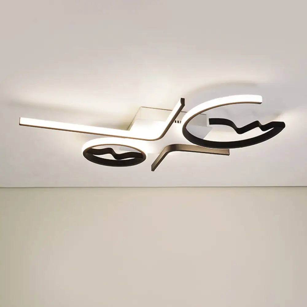 DecorBites™ DecorBites™ Contemporary Geometric Flush Mount Lighting - Acrylic, 3/4 Lights, Black/White, Warm/White Light