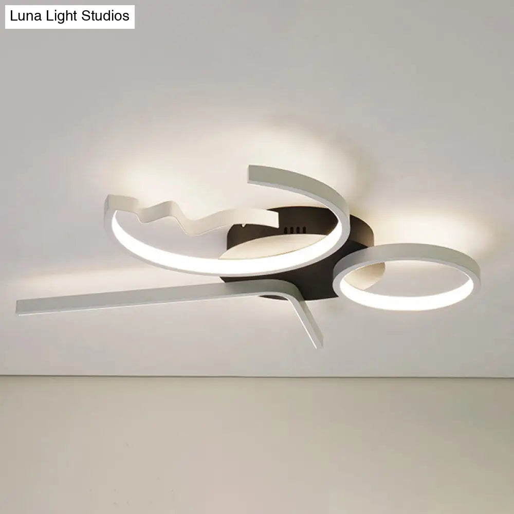 DecorBites™ DecorBites™ Contemporary Geometric Flush Mount Lighting - Acrylic, 3/4 Lights, Black/White, Warm/White Light