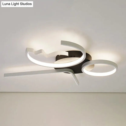 DecorBites™ DecorBites™ Contemporary Geometric Flush Mount Lighting - Acrylic, 3/4 Lights, Black/White, Warm/White Light