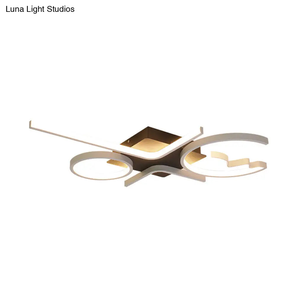 DecorBites™ DecorBites™ Contemporary Geometric Flush Mount Lighting - Acrylic, 3/4 Lights, Black/White, Warm/White Light