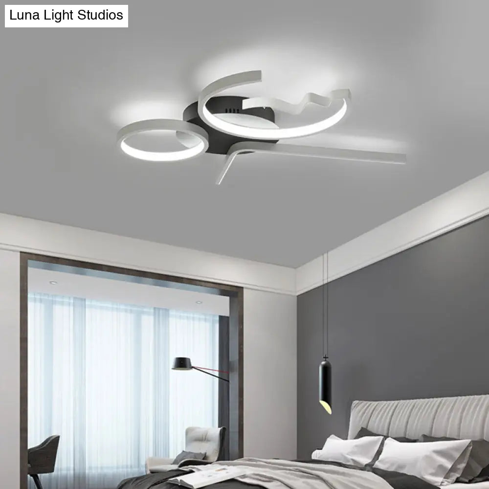 DecorBites™ DecorBites™ Contemporary Geometric Flush Mount Lighting - Acrylic, 3/4 Lights, Black/White, Warm/White Light