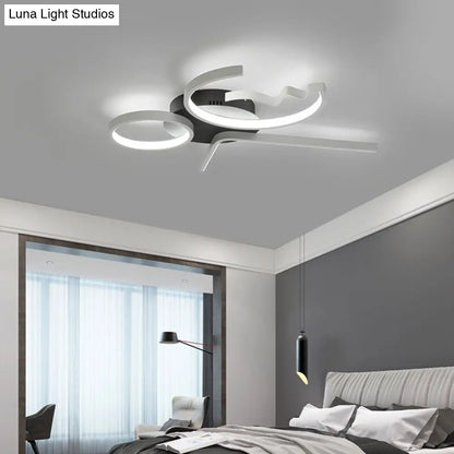 DecorBites™ DecorBites™ Contemporary Geometric Flush Mount Lighting - Acrylic, 3/4 Lights, Black/White, Warm/White Light