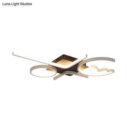 DecorBites™ DecorBites™ Contemporary Geometric Flush Mount Lighting - Acrylic, 3/4 Lights, Black/White, Warm/White Light