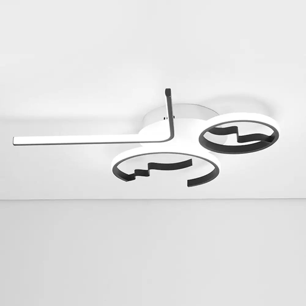 DecorBites™ DecorBites™ Contemporary Geometric Flush Mount Lighting - Acrylic, 3/4 Lights, Black/White, Warm/White Light