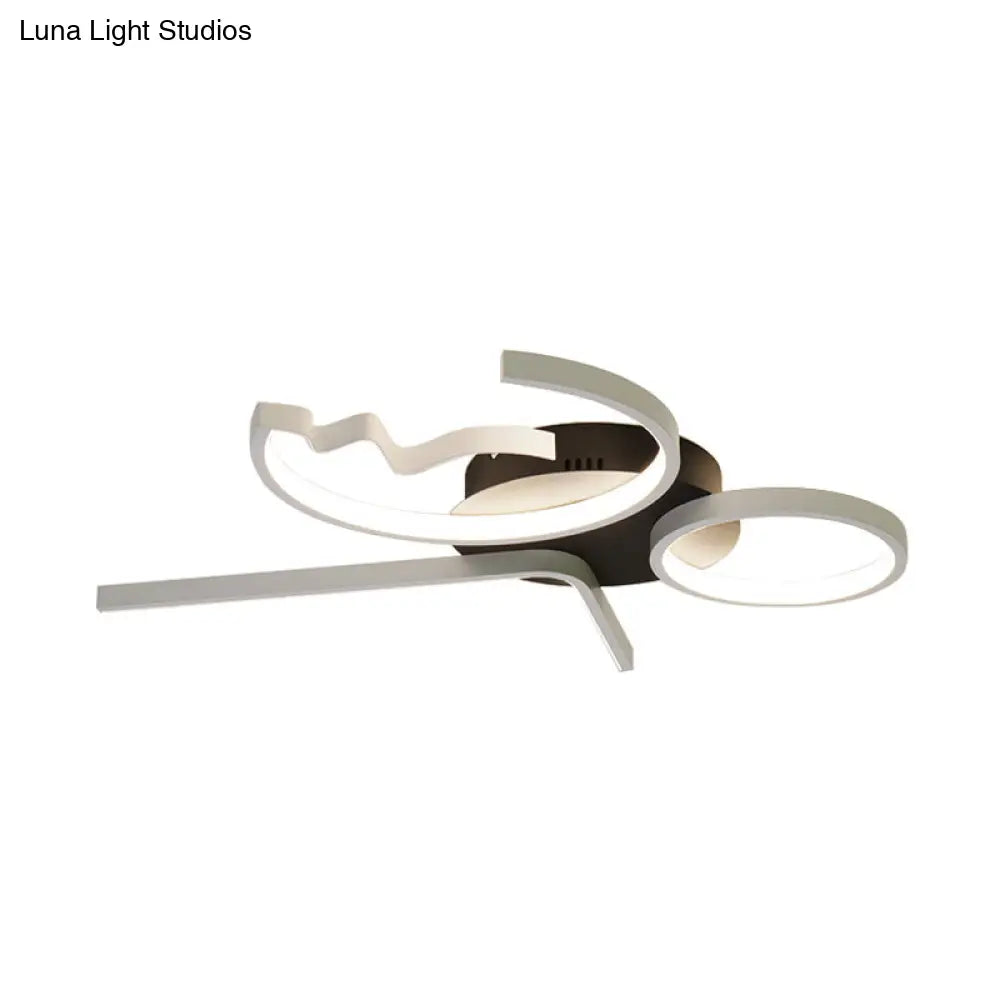 DecorBites™ DecorBites™ Contemporary Geometric Flush Mount Lighting - Acrylic, 3/4 Lights, Black/White, Warm/White Light