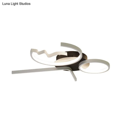 DecorBites™ DecorBites™ Contemporary Geometric Flush Mount Lighting - Acrylic, 3/4 Lights, Black/White, Warm/White Light