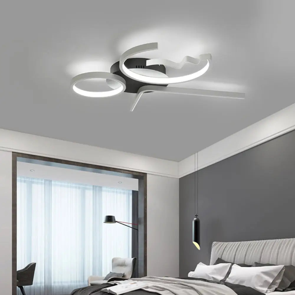 DecorBites™ DecorBites™ Contemporary Geometric Flush Mount Lighting - Acrylic, 3/4 Lights, Black/White, Warm/White Light