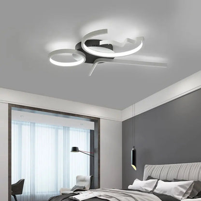 DecorBites™ DecorBites™ Contemporary Geometric Flush Mount Lighting - Acrylic, 3/4 Lights, Black/White, Warm/White Light