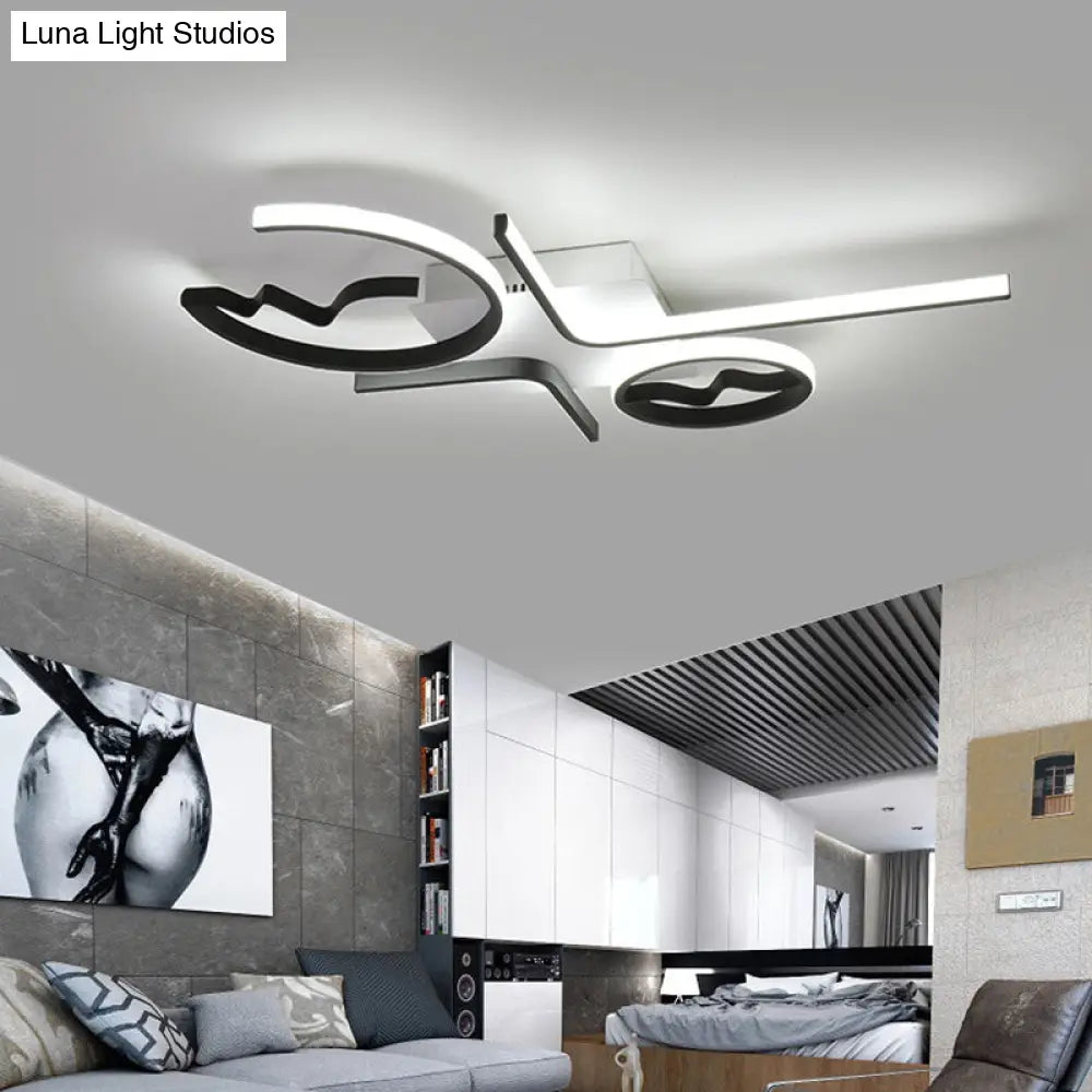 DecorBites™ DecorBites™ Contemporary Geometric Flush Mount Lighting - Acrylic, 3/4 Lights, Black/White, Warm/White Light