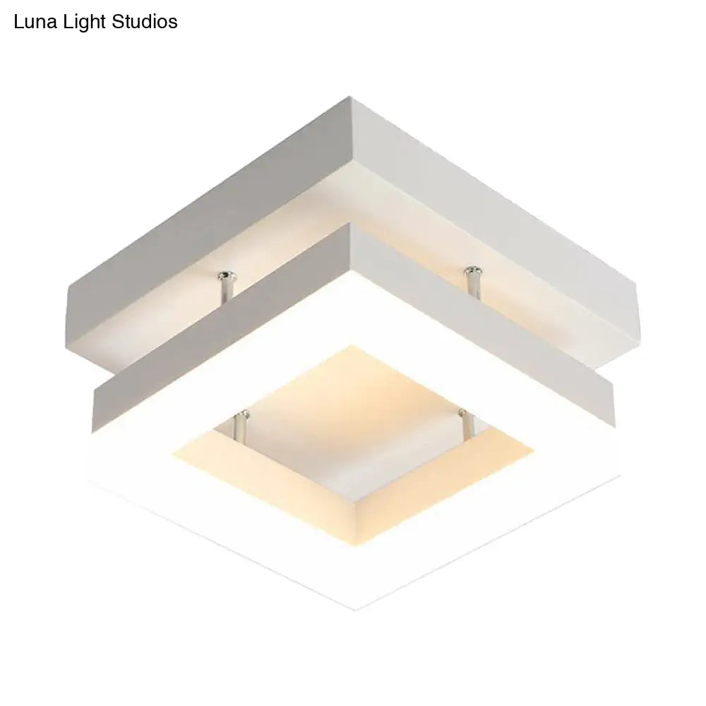 DecorBites™ DecorBites™ Contemporary Geometric LED Flush Mount Ceiling Light in White for Hallways
