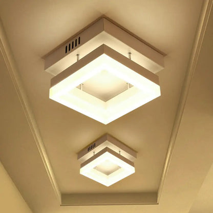 DecorBites™ DecorBites™ Contemporary Geometric LED Flush Mount Ceiling Light in White for Hallways