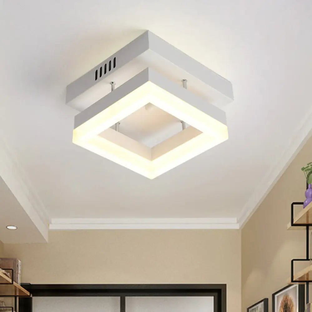 DecorBites™ DecorBites™ Contemporary Geometric LED Flush Mount Ceiling Light in White for Hallways