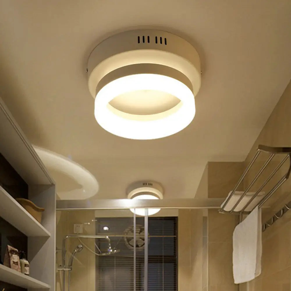 DecorBites™ DecorBites™ Contemporary Geometric LED Flush Mount Ceiling Light in White for Hallways