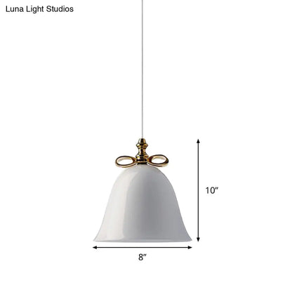 Contemporary Glass Bell Pendant Light - White/Brown/Clear - Ideal for Dining Room Ceiling