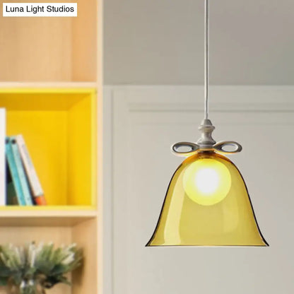 Contemporary Glass Bell Pendant Light - White/Brown/Clear - Ideal for Dining Room Ceiling