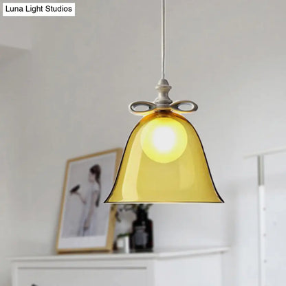 Contemporary Glass Bell Pendant Light - White/Brown/Clear - Ideal for Dining Room Ceiling