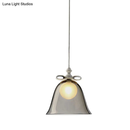 Contemporary Glass Bell Pendant Light - White/Brown/Clear - Ideal for Dining Room Ceiling