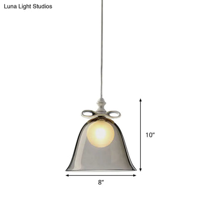 Contemporary Glass Bell Pendant Light - White/Brown/Clear - Ideal for Dining Room Ceiling