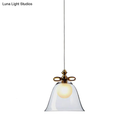 Contemporary Glass Bell Pendant Light - White/Brown/Clear - Ideal for Dining Room Ceiling