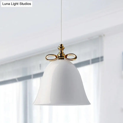 Contemporary Glass Bell Pendant Light - White/Brown/Clear - Ideal for Dining Room Ceiling