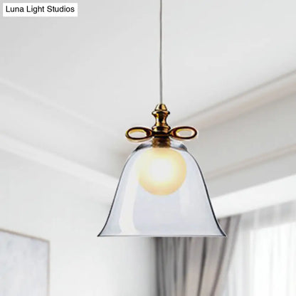 Contemporary Glass Bell Pendant Light - White/Brown/Clear - Ideal for Dining Room Ceiling