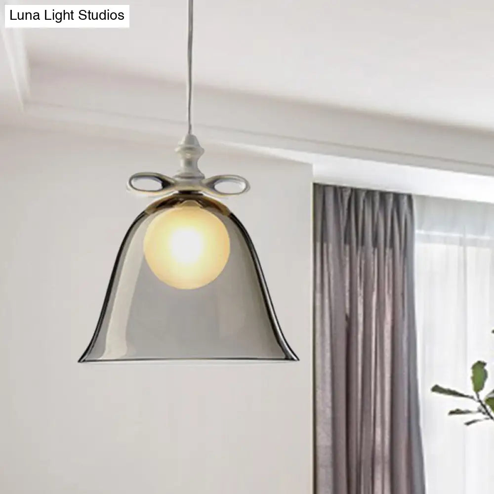 Contemporary Glass Bell Pendant Light - White/Brown/Clear - Ideal for Dining Room Ceiling