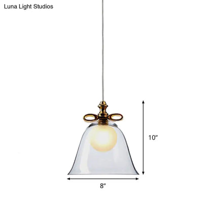 Contemporary Glass Bell Pendant Light - White/Brown/Clear - Ideal for Dining Room Ceiling