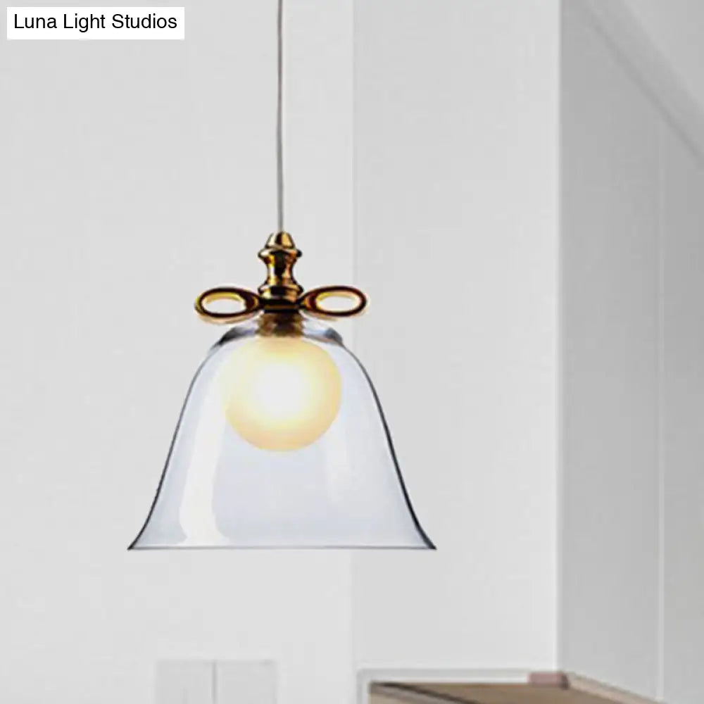 Contemporary Glass Bell Pendant Light - White/Brown/Clear - Ideal for Dining Room Ceiling