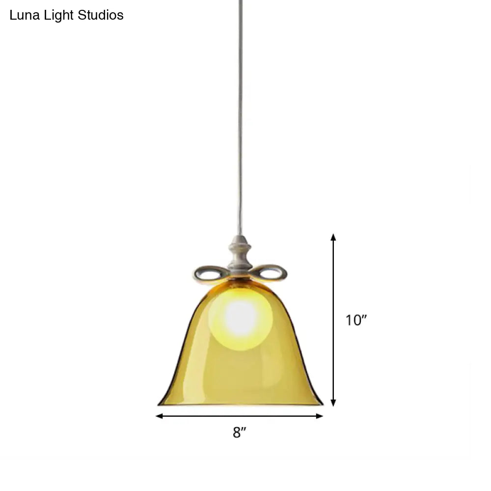 Contemporary Glass Bell Pendant Light - White/Brown/Clear - Ideal for Dining Room Ceiling