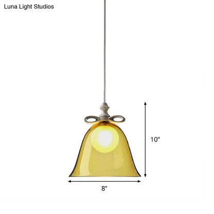 Contemporary Glass Bell Pendant Light - White/Brown/Clear - Ideal for Dining Room Ceiling