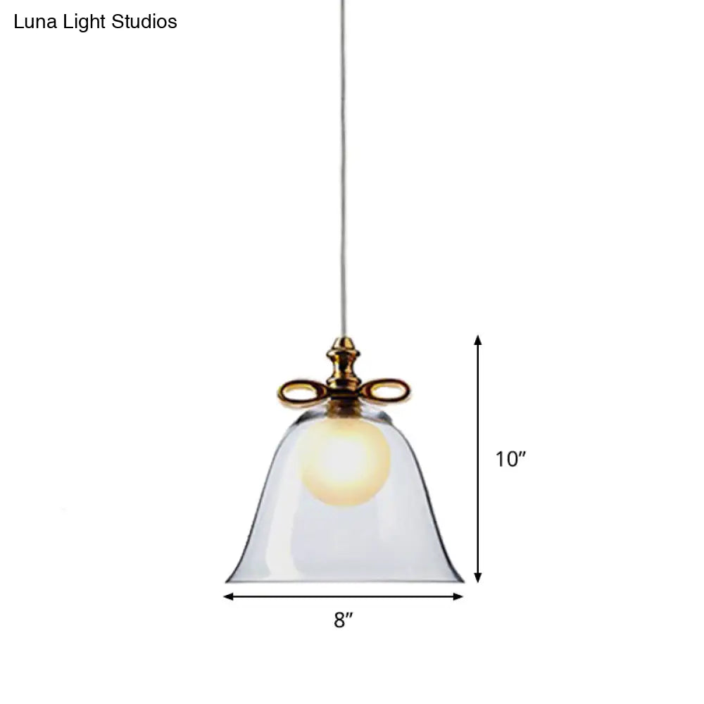 Contemporary Glass Bell Pendant Light - White/Brown/Clear - Ideal for Dining Room Ceiling